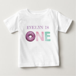 Camiseta Para Bebê Um Doughnut Aniversário Personalizado
