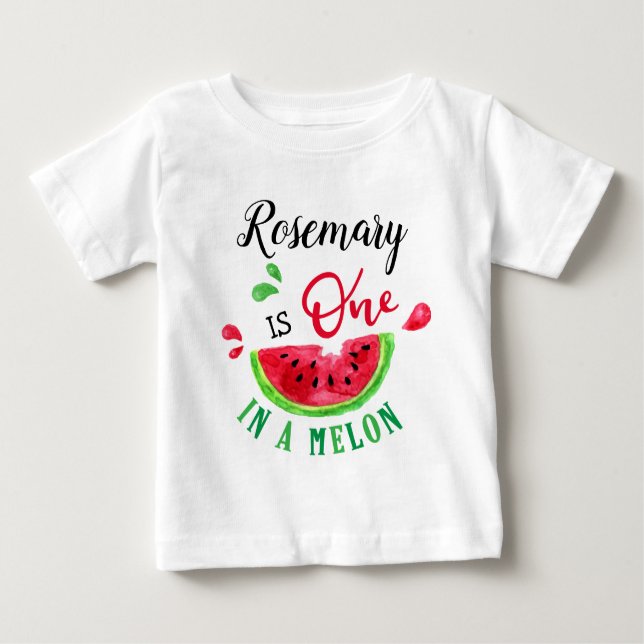 Camiseta Para Bebê Um Em Um Melão Primeiro Aniversário (Frente)