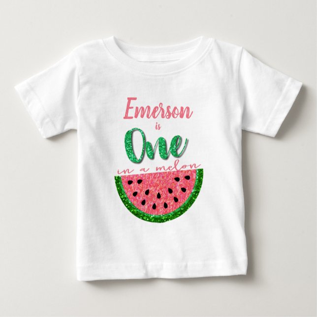 Camiseta Para Bebê Um em um melão, Quebra de Melão no 1º aniversário (Frente)