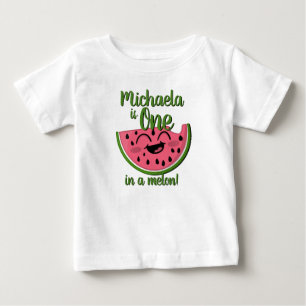 Camiseta Para Bebê Um em um Melon Watermelon Cute Primeiro Aniversár