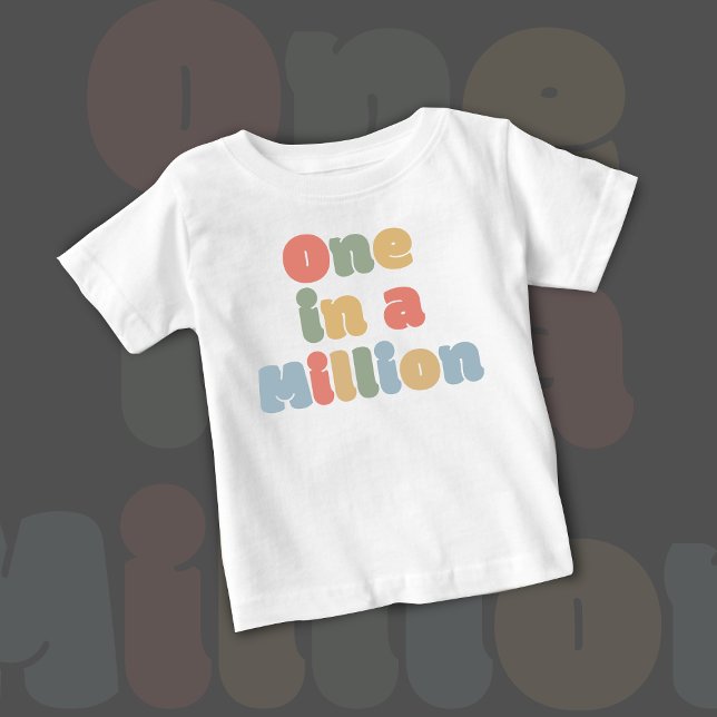 Camiseta Para Bebê Um em um milhão - Camisa-bebê | DP7Art (birthday gift, unique t shirt, for kids, imperials, colorful, white t shirt, unique gift, million. )