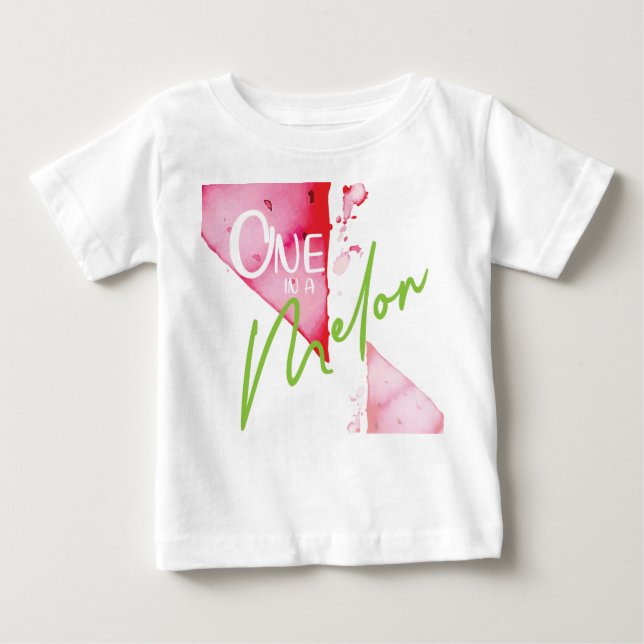 Camiseta Para Bebê Um em uma garota de aniversário linda de melão (Frente)