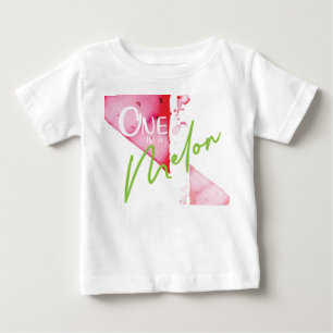 Camiseta Para Bebê Um em uma menina bonito do aniversário do melão