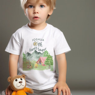 Camiseta Para Bebê Um Feliz Acampador Aniversário de 1 Ano Personaliz