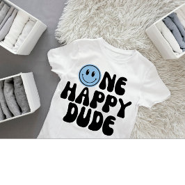 Camiseta Para Bebê Um Feliz Garoto Dude Aniversário de 1 Ano