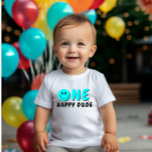Camiseta Para Bebê Um Feliz primeiro aniversario Azul Sorriso<br><div class="desc">Estamos sempre a adicionar novas designs semanais!</div>