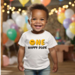 Camiseta Para Bebê Um Feliz primeiro aniversario Laranja Smiley<br><div class="desc">Estamos sempre a adicionar novas designs semanais!</div>