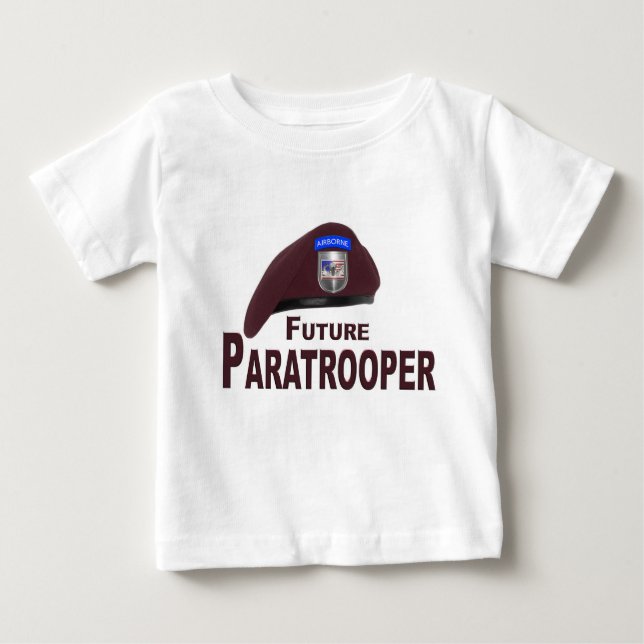 Camiseta Para Bebê Um Futuro Adoravelmente Bonito, Paratrooper Beret  (Frente)