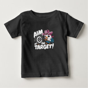 Camiseta Para Bebê Um galo apontando um rifle de tiro