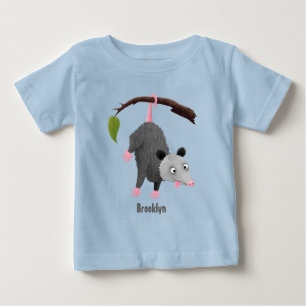 Camiseta Para Bebê Um gambá engraçado bonito pendurado na banda desen