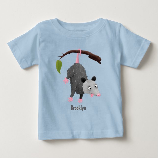 Camiseta Para Bebê Um gambá engraçado bonito pendurado na banda desen (Frente)
