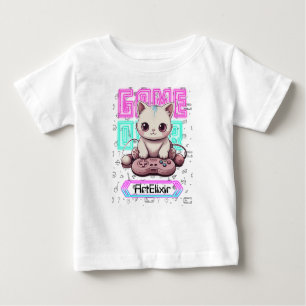 Camiseta Para Bebê Um Gamer Gamado Kawaii Cute, jogo sobre Impressão