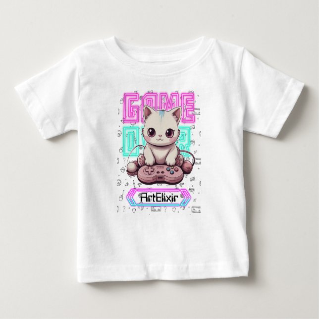 Camiseta Para Bebê Um Gamer Gamado Kawaii Cute, jogo sobre Impressão (Frente)