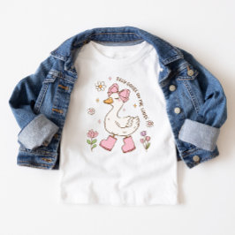 Camiseta Para Bebê Um Ganso Bobo Rosa Aniversário de 1 Ano