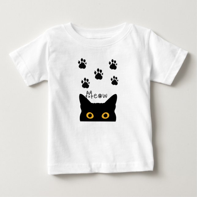 Camiseta Para Bebê um gato fofo (Frente)