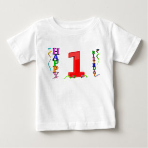Camiseta Para Bebê Um Grande Vermelho entre o Feliz Aniversário Color
