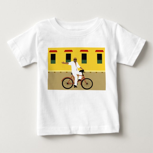 Camiseta Para Bebê Um homem numa moto de rua na Colômbia (Frente)
