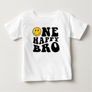 Camiseta Para Bebê Um Irmão Feliz Sorriso Menino 1º Aniversário Combi