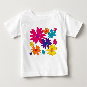 Camiseta Para Bebê Um leito floral de flores margaridas