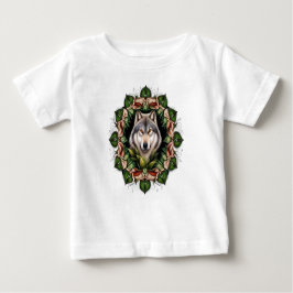 Camiseta Para Bebê Um Lobo Cinzento Rodeado por Sapatinhos-de-vênus