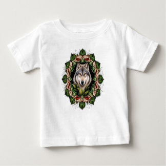 Camiseta Para Bebê Um Lobo Cinzento Rodeado por Sapatinhos-de-vênus