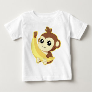 Camiseta Para Bebê Um macaco do muito bonito e kawaii que guardara