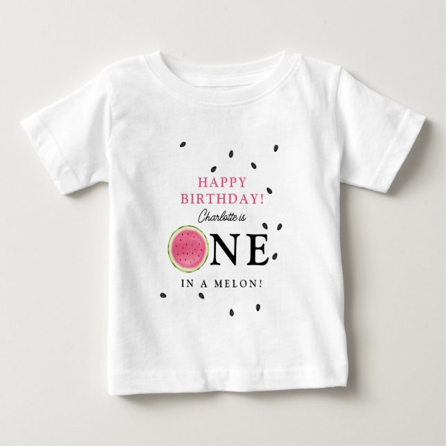 Camiseta Para Bebê Um Melão de Melancia Verão Aniversário Crianças (Frente)