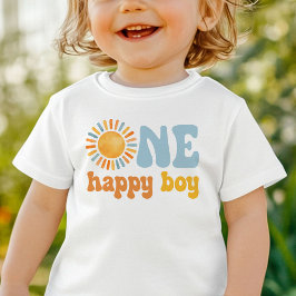 Camiseta Para Bebê Um Menino Feliz Sol 1º Aniversário