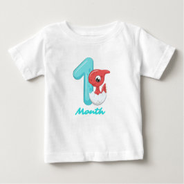 Camiseta Para Bebê Um mês dinossauro fofo