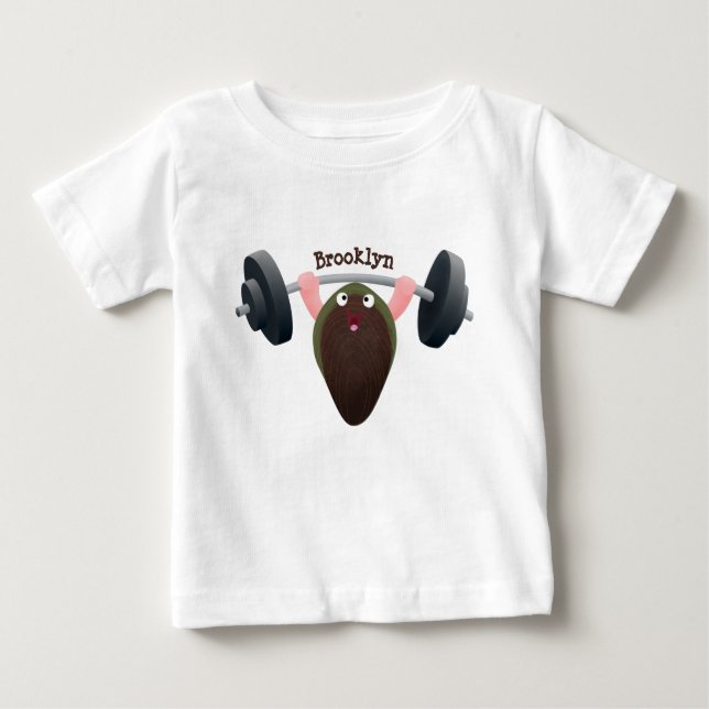 Camiseta Para Bebê Um mexilhão engraçado trabalhando na ilustração de (Frente)