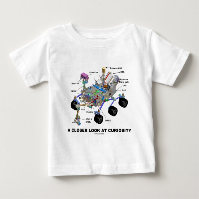 Camiseta Para Bebê Um olhar mais atento na curiosidade (NASA Rover (Frente)