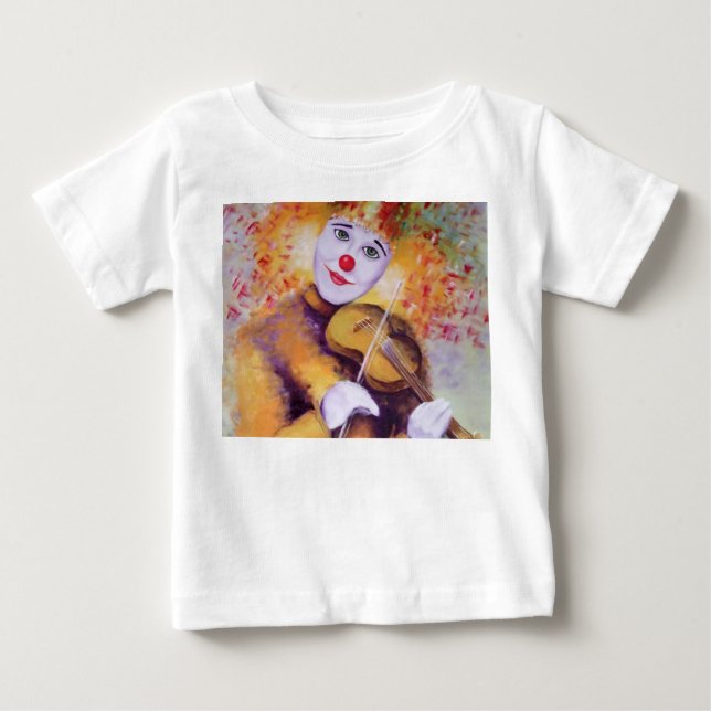 Camiseta Para Bebê Um palhaço doce tocando violino (Frente)