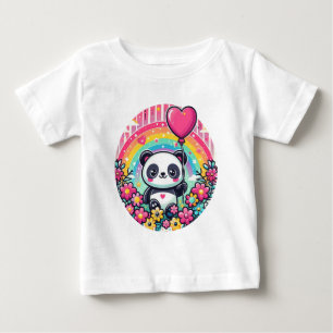 Camiseta Para Bebê Um panda com coração