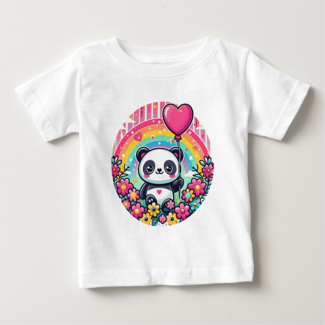 Camiseta Para Bebê Um panda com coração (Frente)