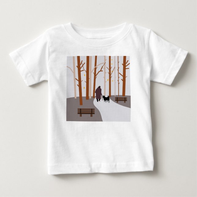 Camiseta Para Bebê Um passeio com um cachorro (Frente)