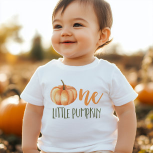 Camiseta Para Bebê Um Pequeno Bebê Abóbora no 1º Aniversário