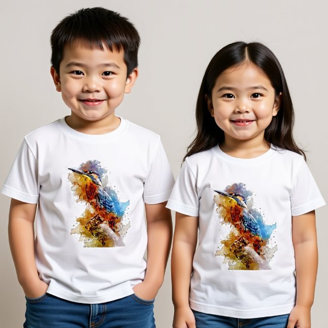 Camiseta Para Bebê Um pequeno pássaro de Kingfisher sozinho num poço (Criador carregado)