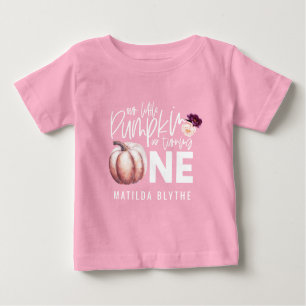Camiseta Para Bebê Um pequeno primeiro aniversario floral de abóbora