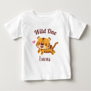 Camiseta Para Bebê Um Pequeno Tigre, Um Funno Selvagem