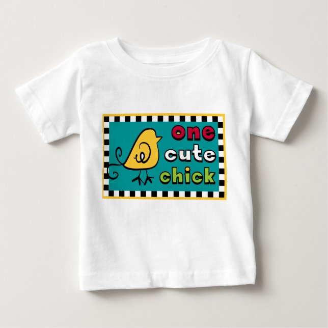Camiseta Para Bebê Um Pintinho bonito (Frente)