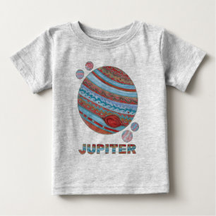 Camiseta Para Bebê Um planeta Jupiter e forma do geek do espaço das