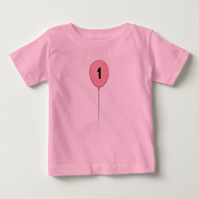 Camiseta Para Bebê Um primeiro aniversario de aniversário com um balã (Frente)