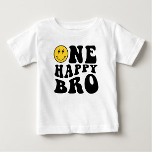 Camiseta Para Bebê Um primeiro aniversario Feliz Bro Sorria Garoto Co
