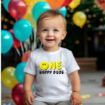 Camiseta Para Bebê Um primeiro aniversario Feliz Sorriso Amarelo<br><div class="desc">Estamos sempre a adicionar novas designs semanais!</div>