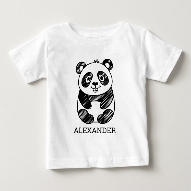 Camiseta Para Bebê Um rabisco de panda, presentes para crianças (Frente)