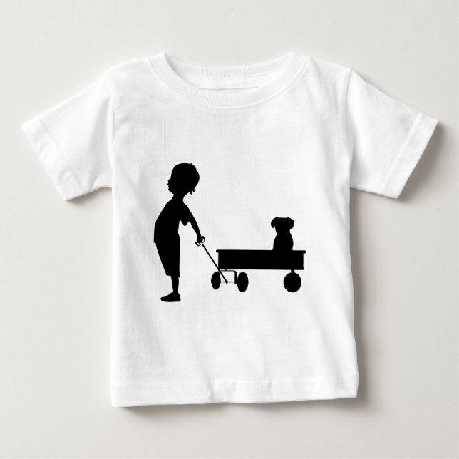 CAMISETA PARA BEBÊ UM RAPAZ SUA VAGÃO E SEU CACHORRO (Frente)
