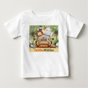 Camiseta Para Bebê Um Rápido Um Selvagem Carro de Animais da Savana 1