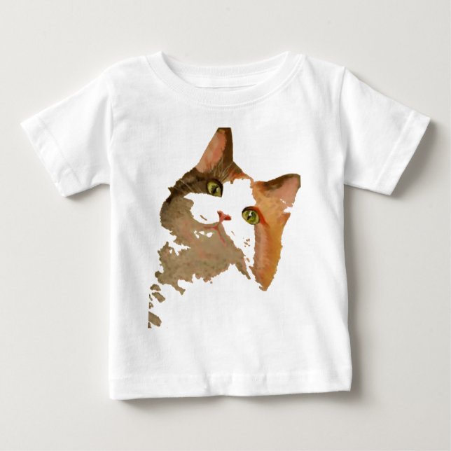 Camiseta Para Bebê Um retrato artístico do gato calico de olhos verde (Frente)