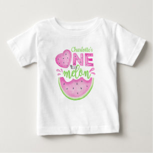 Camiseta Para Bebê Um Rosa Num Melão Primeiro Aniversário