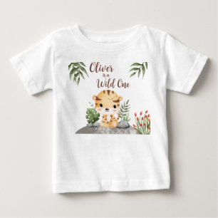 Camiseta Para Bebê Um Safari de Animais Selvagens Fofos para o 1º Ani